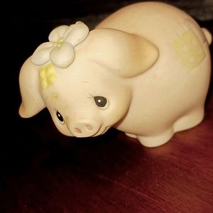 Precious Moments Enesco Johnathan & David Baby piglet figurine pig with flower